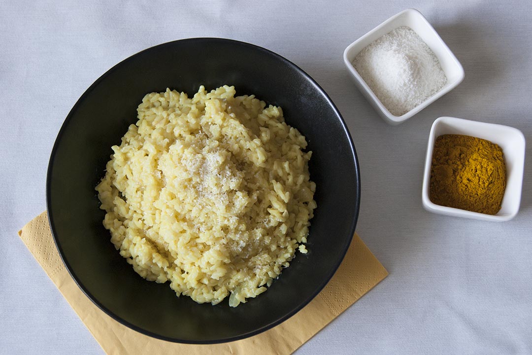 risotto al curry con leche de coco